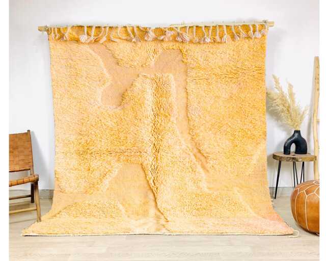 Hand Tufted Yellow Moroccan Rug, Shag Berber Rug, Large Area Rug - image 1
