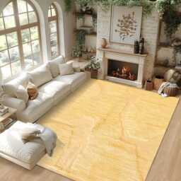 Hand Tufted Yellow Moroccan Rug, Shag Berber Rug, Large Area Rug - thumbnail 3