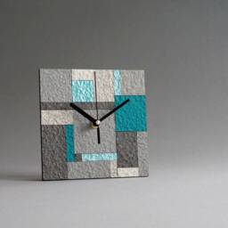 Modern Eco Friendly Desk Clock Made From Recycled Paper, Contemporary Geometric Grey Table For Sustainable Home, 1st Anniversary Gift - thumbnail 2