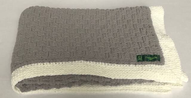 Grey Basketweave Baby Blanket - image 1