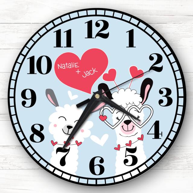 Lama Love Couple Pink Anniversary Or Valentine's Day Gift Personalised Clock - image 1
