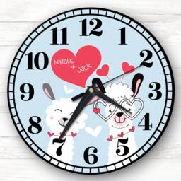 Lama Love Couple Pink Anniversary Or Valentine's Day Gift Personalised Clock - thumbnail 1
