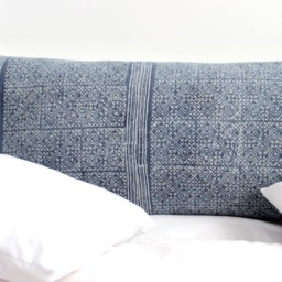 "Vintage Hmong Hemp Pillow Hand Woven Indigo Batik - 14"" X 36" - thumbnail 2