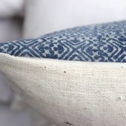 "Vintage Hmong Hemp Pillow Hand Woven Indigo Batik - 14"" X 36" - thumbnail 3