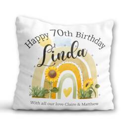 70Th Birthday Cushion Mum Birthday Gift Women Personalised 70 Year Old Sunflowers Pillow Her Granny Nan Nana Friend Wife Sister Present - thumbnail 2