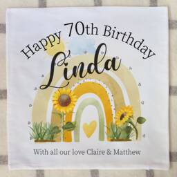 70Th Birthday Cushion Mum Birthday Gift Women Personalised 70 Year Old Sunflowers Pillow Her Granny Nan Nana Friend Wife Sister Present - thumbnail 3