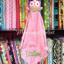 Personalized Pink Owl Lovie Security Blanket - Great Baby Shower Gift - thumbnail 3