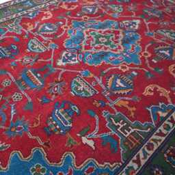 Tribal Rug 5x6'5 Ft Afghan Handmade Wool Area Rug, Vintage Pattern Oriental Turkmen Geometric Red High Pile Soft Office Carpet - thumbnail 4