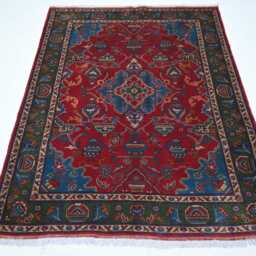 Tribal Rug 5x6'5 Ft Afghan Handmade Wool Area Rug, Vintage Pattern Oriental Turkmen Geometric Red High Pile Soft Office Carpet - thumbnail 2