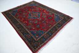 Tribal Rug 5x6'5 Ft Afghan Handmade Wool Area Rug, Vintage Pattern Oriental Turkmen Geometric Red High Pile Soft Office Carpet - thumbnail 1