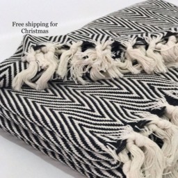 Cotton Blanket, Turkish Luxury Softened Throws & Bedspread, For Mom, Home Decor, Wedding Gift - thumbnail 2