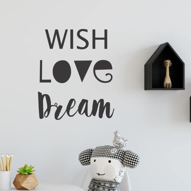 Wish Love Dream - Wall Sticker Wall Stickers Quotes Home Decor Decals Quote Nutmeg - image 1