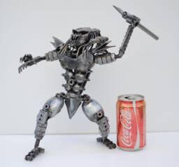 Predator Scrap Metal Sculpture, Handmade Recycled Steel Art, 11Th Anniversary Gift