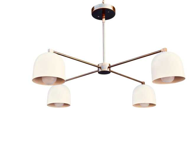 1950S Stilnovo Style Sputnik Chandelier - Mid Century Modern Pendant Light Antique Patina 4-Light Curved Disk Ceiling Fixture - image 1