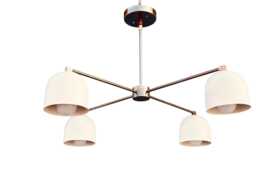 1950S Stilnovo Style Sputnik Chandelier - Mid Century Modern Pendant Light Antique Patina 4-Light Curved Disk Ceiling Fixture - thumbnail 1