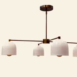 1950S Stilnovo Style Sputnik Chandelier - Mid Century Modern Pendant Light Antique Patina 4-Light Curved Disk Ceiling Fixture - thumbnail 2