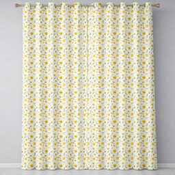Soft Yellow Wildflower Botanical Seamless Pattern Light Spring Design Readymade Eyelet Ring Top Thermal 100% Blackout Curtains - thumbnail 2
