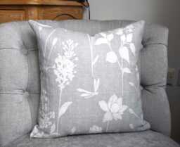 Laura Ashley Grey Dragonfly Cushion, Garden Steel On Both Sides With A Zip Fastening