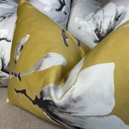 Magnolia Floral Cushion Cover, Lotus By Harlequin Fabric, Ochre Cushion Cover, Cotton Satin, Handmade in Uk, Sofa Bed Decor - thumbnail 2