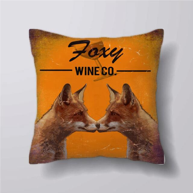 Foxy Wine Company Bar Pub - Cushion Cover Case Or Stuffed With Insert - image 1