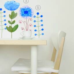Wall Decal Giant Flower Blue/Pink No. 3, Home D??cor, Bedroom Floral Decal, Nursery Decor, Dream Meadow - thumbnail 3