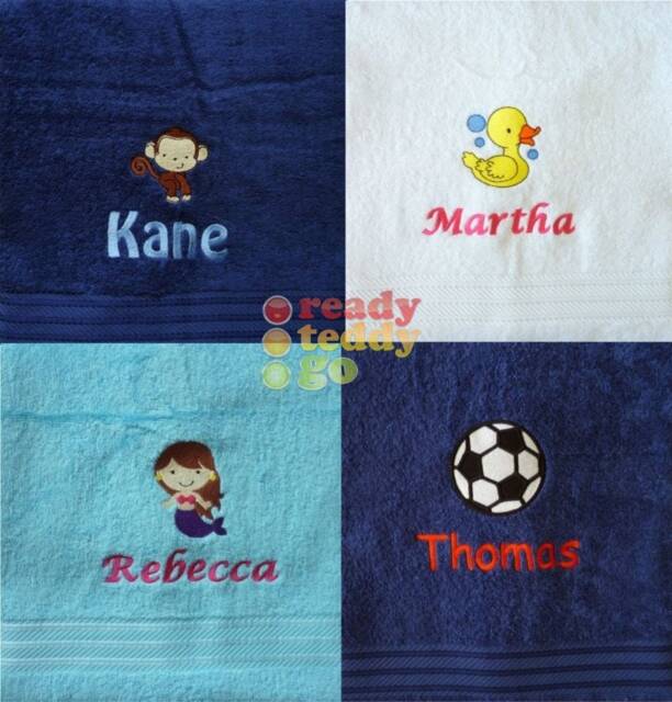 Personalised Swimming Bath Towels/Sheets Embroidered Unisex Boys Girls Children's Kids With Any Name + Design 500Gsm - image 1
