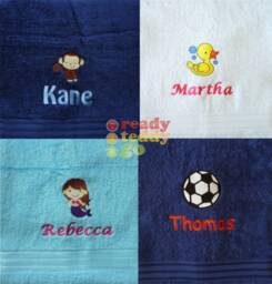 Personalised Swimming Bath Towels/Sheets Embroidered Unisex Boys Girls Children's Kids With Any Name + Design 500Gsm - thumbnail 1