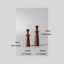 Candlesticks Ithaca Brown - Set Of 2 Wooden Candlestick Holder Wood Pillar Candle Holders Modern Holders - thumbnail 3