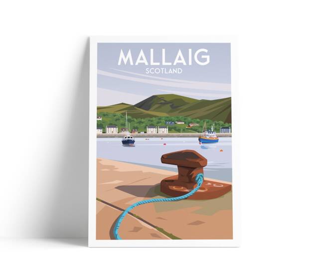 Mallaig Harbour Travel Poster - Coastal Beauty & Maritime Charm - Lochaber West Coast Of The Highlands Scotland Vintage Style Print - image 1