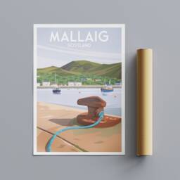 Mallaig Harbour Travel Poster - Coastal Beauty & Maritime Charm - Lochaber West Coast Of The Highlands Scotland Vintage Style Print - thumbnail 3
