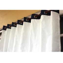 "White & Navy Curtain Panels 52""x84"