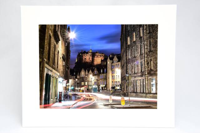Edinburgh Castle Print, Grassmarket Photography, Mounted Photo - 10x8 Inch - image 1