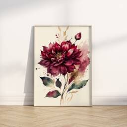 Burgundy Rose Art Print Abstract Floral Watercolor Painting - thumbnail 1