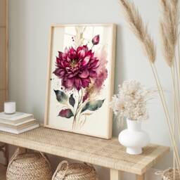 Burgundy Rose Art Print Abstract Floral Watercolor Painting - thumbnail 2