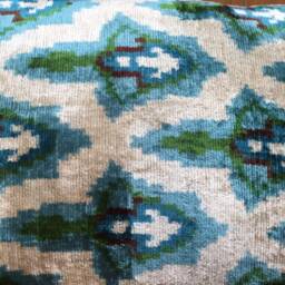 Green Velvet Ikat Pillow Cover Handwoven Silk Lumbar Cushion - thumbnail 3