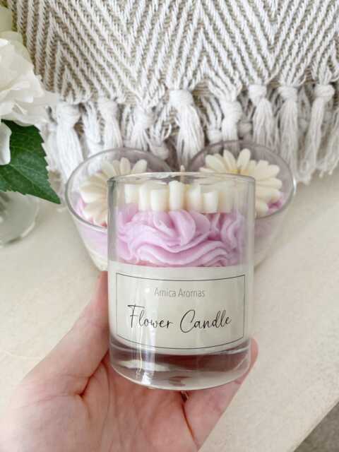 Frosted Daisy Candle - Gifts Christmas Gift For Her Highly Scented Soy Wax Jar Handmade- Birthday Ideas - image 1