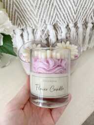 Frosted Daisy Candle - Gifts Christmas Gift For Her Highly Scented Soy Wax Jar Handmade- Birthday Ideas - thumbnail 1