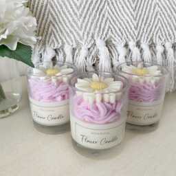 Frosted Daisy Candle - Gifts Christmas Gift For Her Highly Scented Soy Wax Jar Handmade- Birthday Ideas - thumbnail 3
