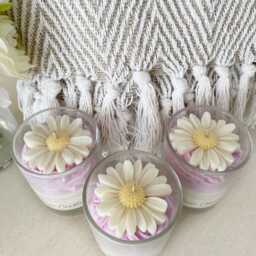Frosted Daisy Candle - Gifts Christmas Gift For Her Highly Scented Soy Wax Jar Handmade- Birthday Ideas - thumbnail 2