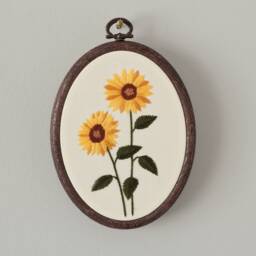 Sunflower Embroidery Hoop Art - Wall Decor Floral Hand - thumbnail 1