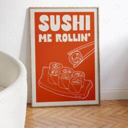Vintage Sushi Poster Retro Japanese Food Kitchen Art Print - thumbnail 3