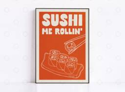 Vintage Sushi Poster Retro Japanese Food Kitchen Art Print - thumbnail 1