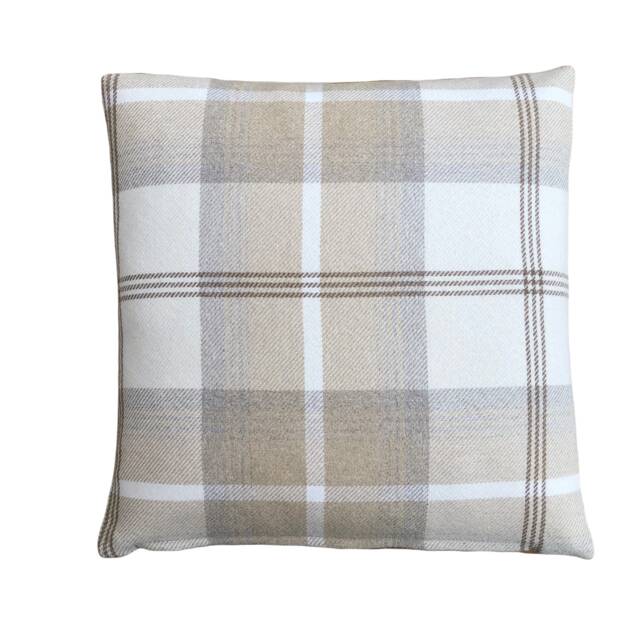 Extra-Large Tartan Plaid Tweed Cushion Cover Balmoral Beige Throw Pillow Sham - image 1