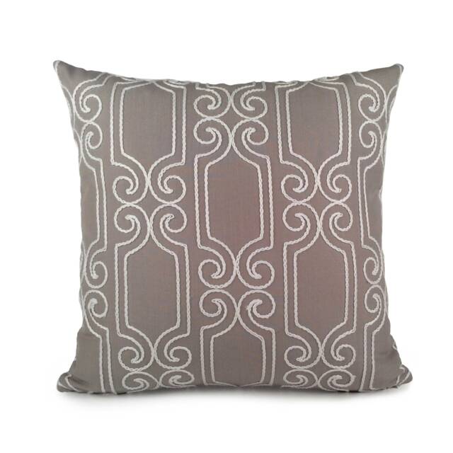 Gray Pillow, Throw Pillow Cover, Decorative Cushion Pillowcase, Accent Cotton Pillow, White Embroidery - image 1
