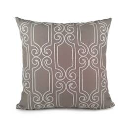 Gray Pillow, Throw Pillow Cover, Decorative Cushion Pillowcase, Accent Cotton Pillow, White Embroidery - thumbnail 1