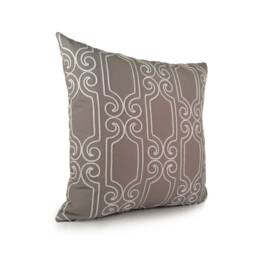 Gray Pillow, Throw Pillow Cover, Decorative Cushion Pillowcase, Accent Cotton Pillow, White Embroidery - thumbnail 2