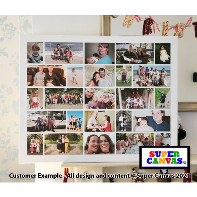Custom 25 Photo Picture Collage Family Friend Holiday Couple Wedding Birthday Board Wall Art Framed Canvas Print Christmas Gift - image 1