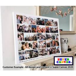 Custom 25 Photo Picture Collage Family Friend Holiday Couple Wedding Birthday Board Wall Art Framed Canvas Print Christmas Gift - thumbnail 2