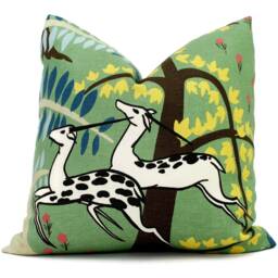 Jade Antelope Linen Pillow Cover Schumacher Paul Poiret Design - thumbnail 1