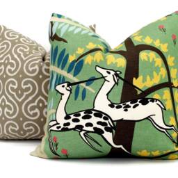 Jade Antelope Linen Pillow Cover Schumacher Paul Poiret Design - thumbnail 2
